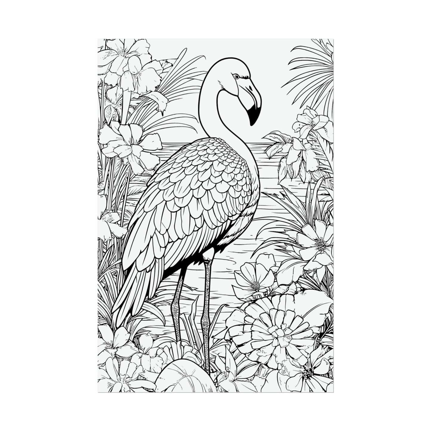 Flamingo Exotic Bird Coloring Art Posters