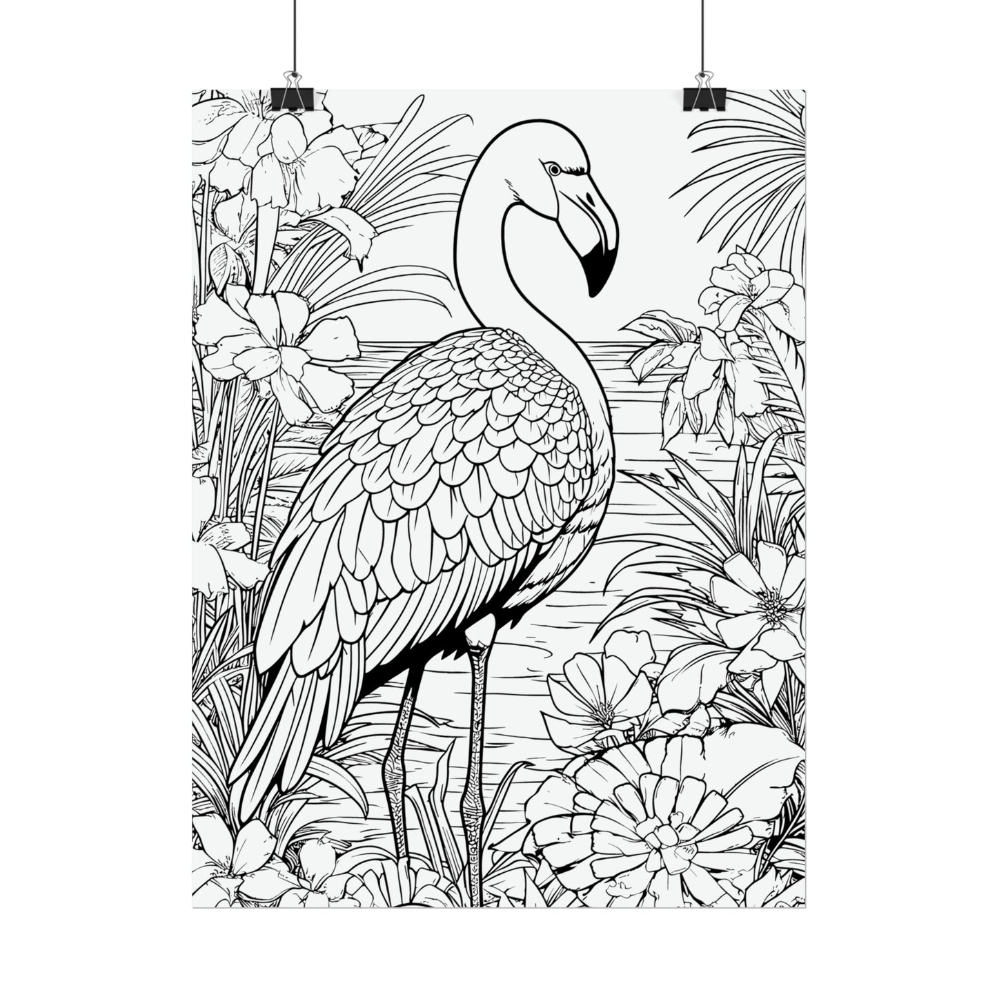 Flamingo Exotic Bird Coloring Art Posters