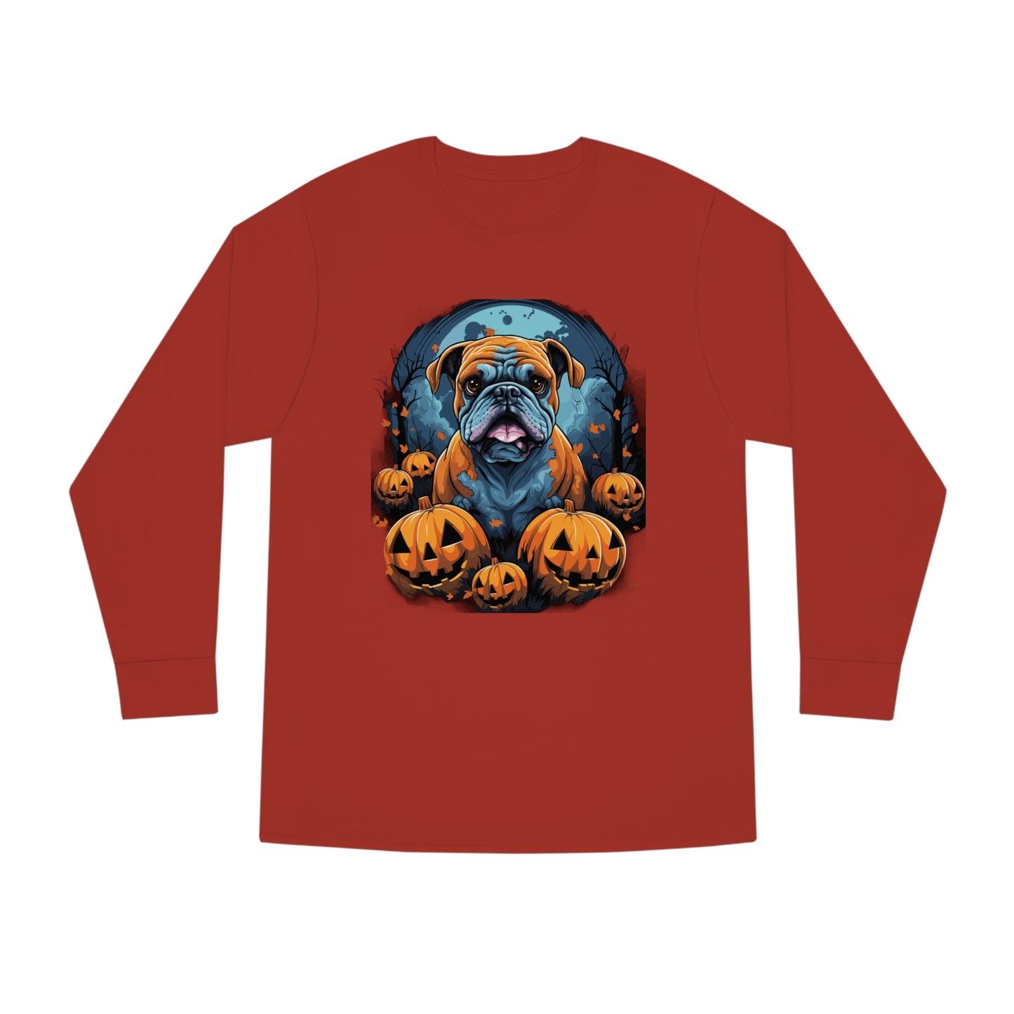 Halloween Bulldog Long Sleeve Crewneck Tee