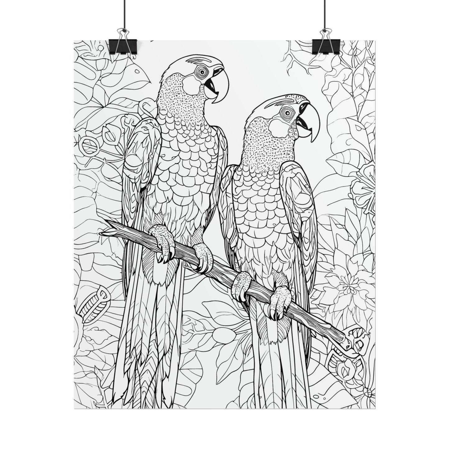 Macaw Parrots Exotic Bird Coloring Art Posters