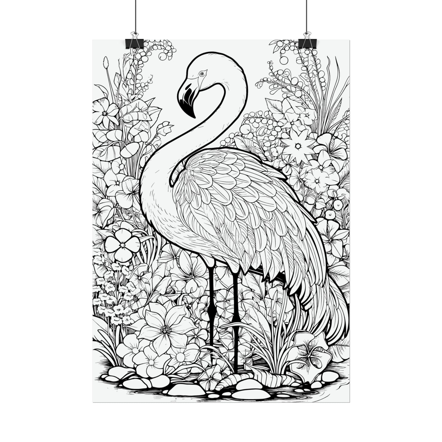 Flamingo Exotic Bird Coloring Art Posters