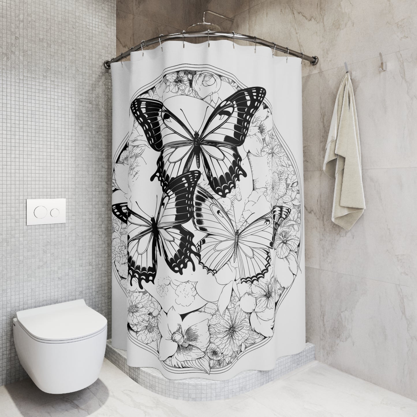 Butterfly Pen & Ink Art Shower Curtain