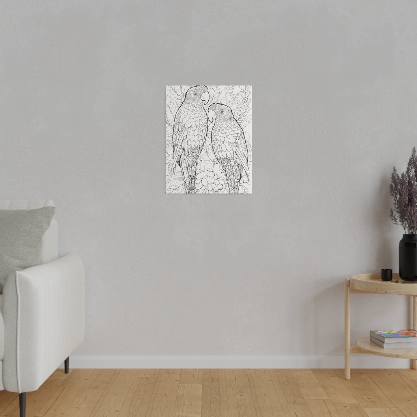 Amazon Parrots Coloring Canvas, Stretched, 0.75"