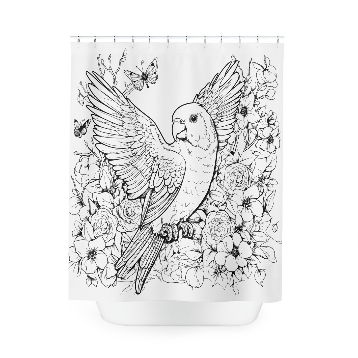 Parakeet Pen & Ink Art Shower Curtain