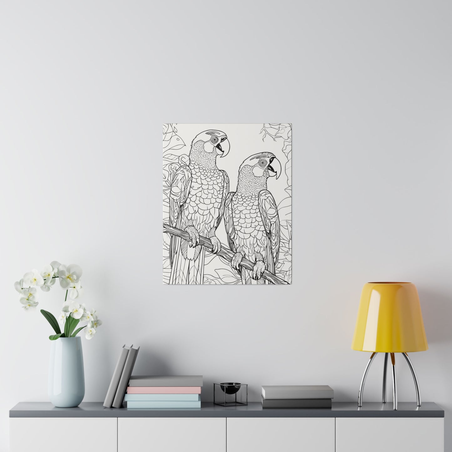 Macaw Parrots Coloring Canvas, Stretched, 0.75"