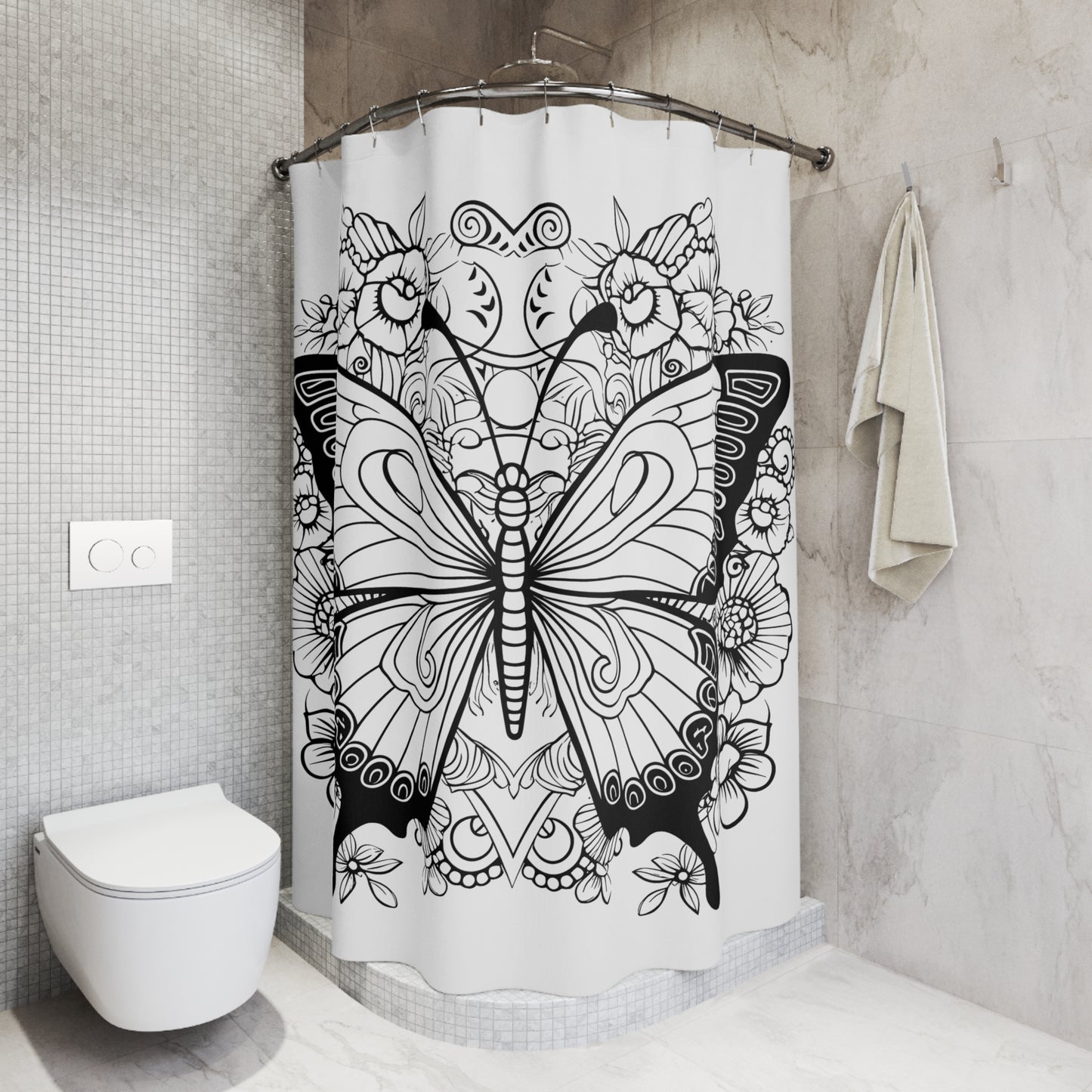 Butterfly Pen & Ink Art Shower Curtain