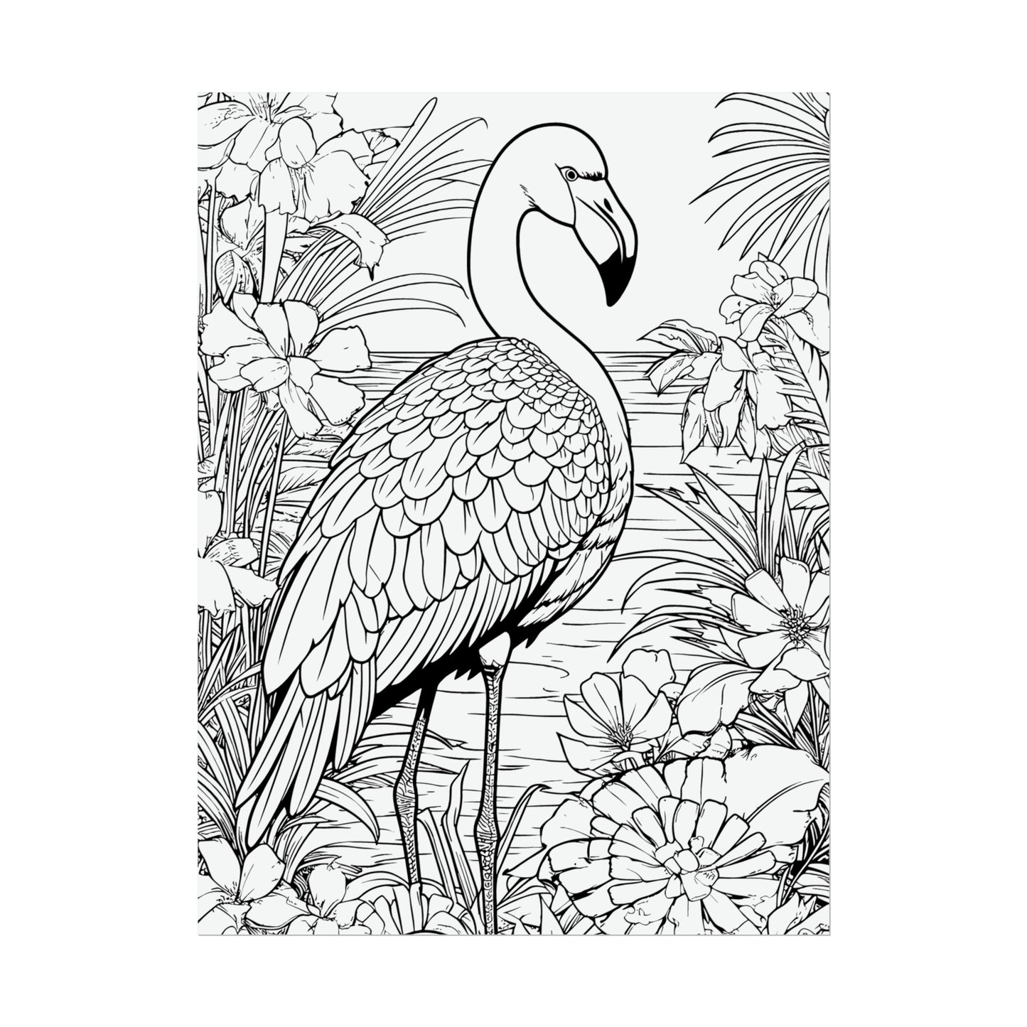 Flamingo Exotic Bird Coloring Art Posters