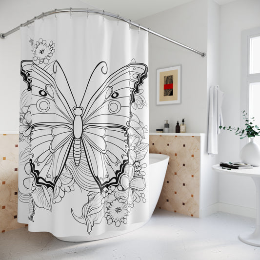 Butterfly Pen & Ink Art Shower Curtain