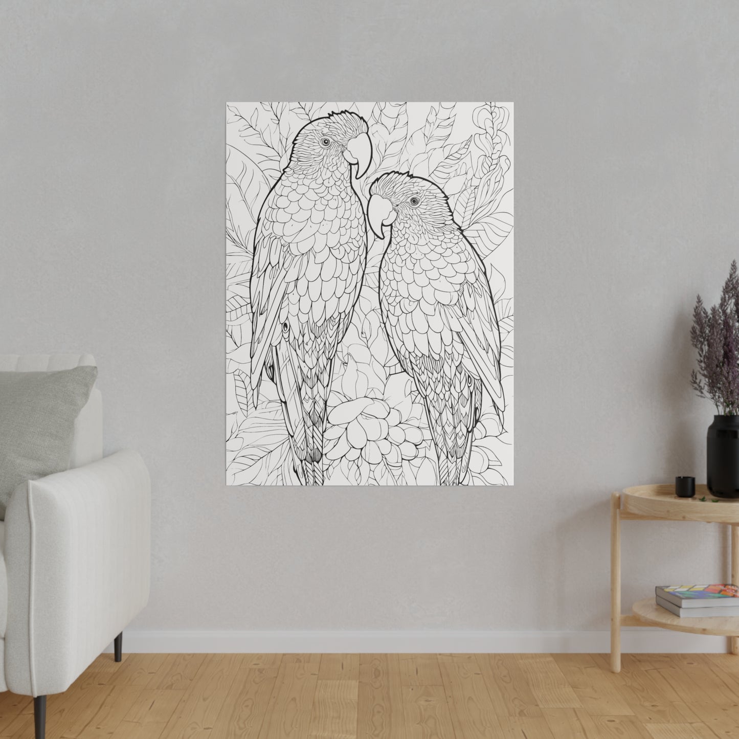 Amazon Parrots Coloring Canvas, Stretched, 0.75"