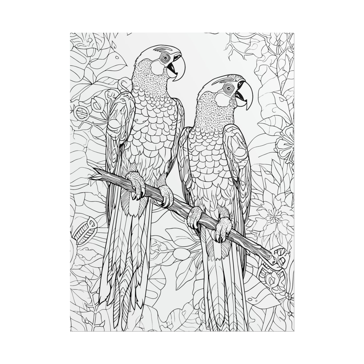 Macaw Parrots Exotic Bird Coloring Art Posters