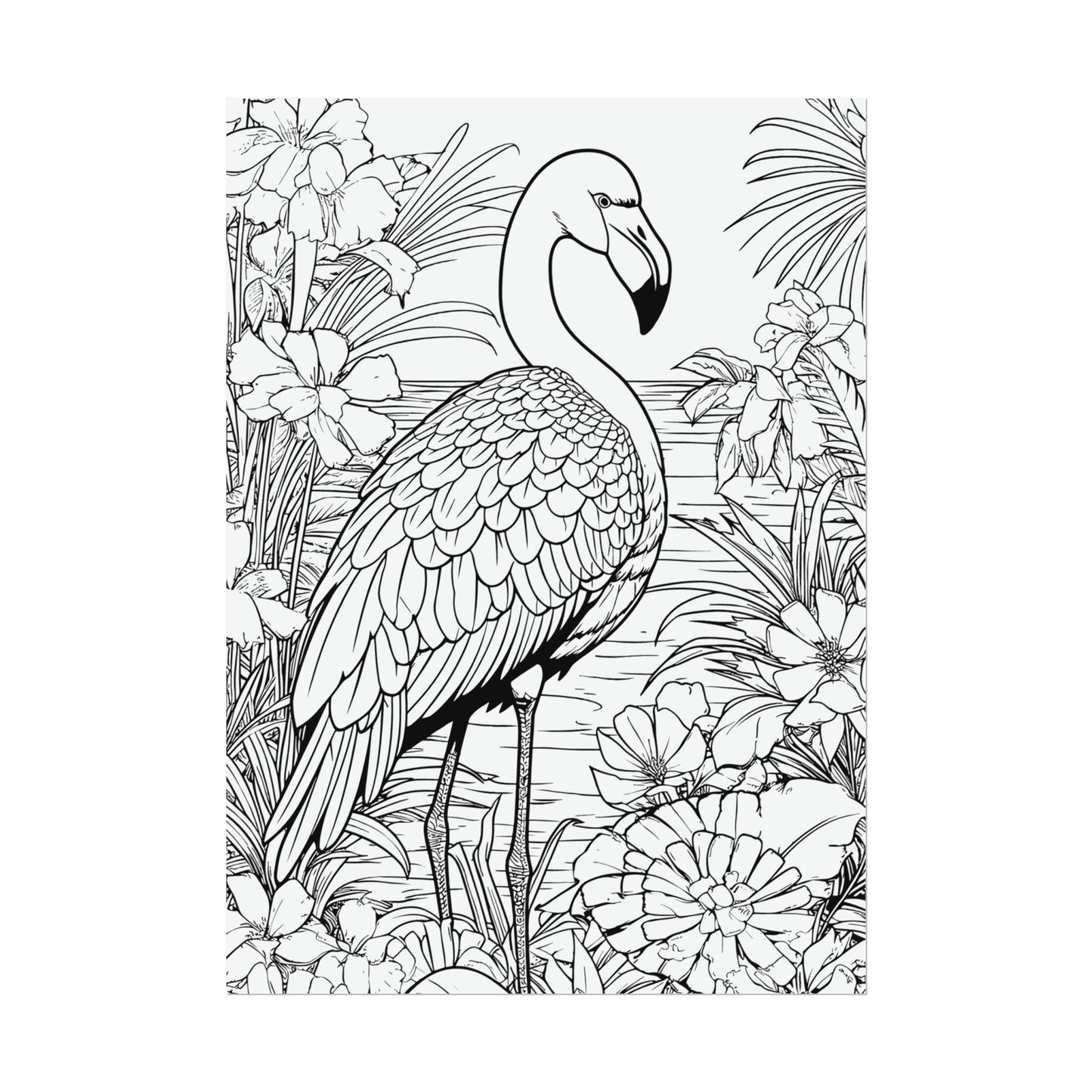 Flamingo Exotic Bird Coloring Art Posters