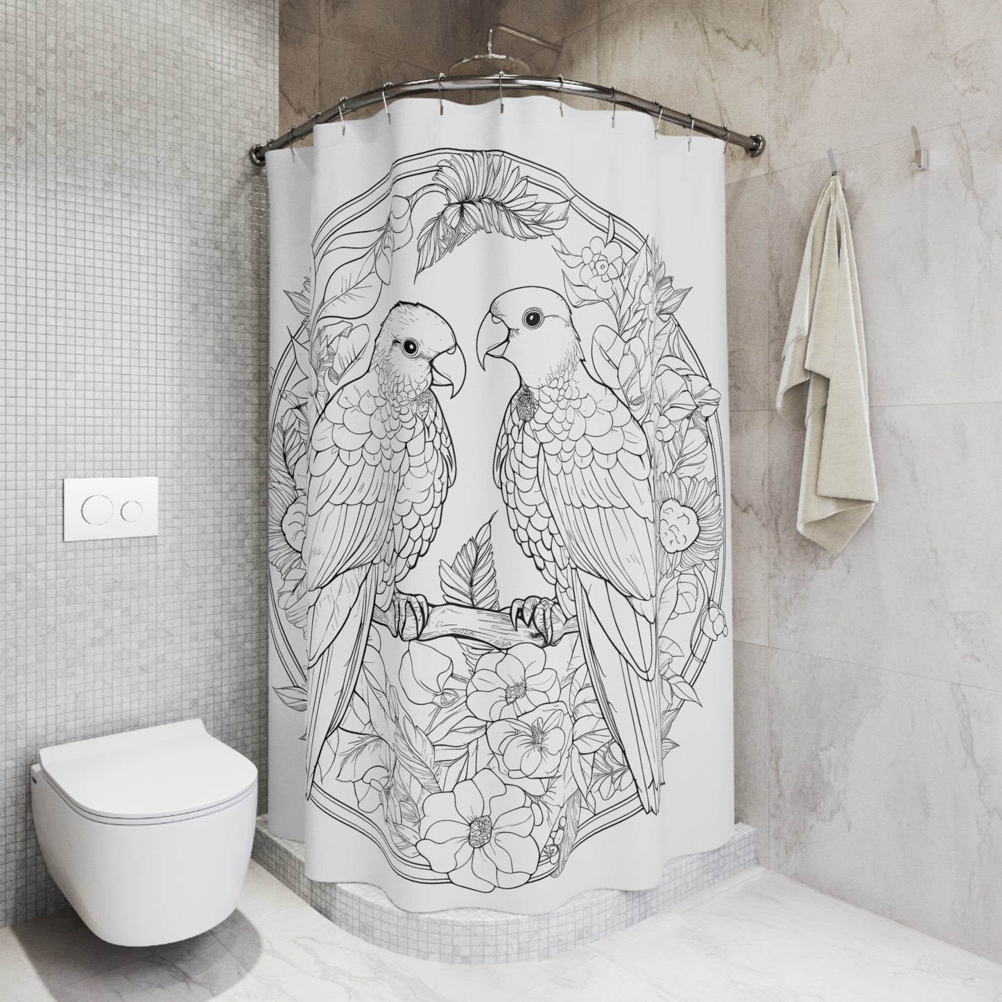 Copy of Lovebirds Pen & Ink Art Shower Curtain