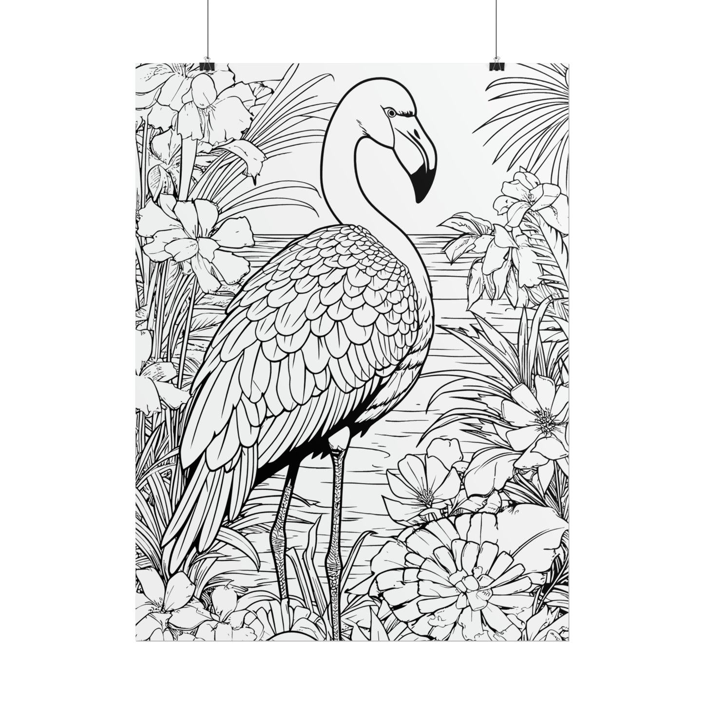 Flamingo Exotic Bird Coloring Art Posters