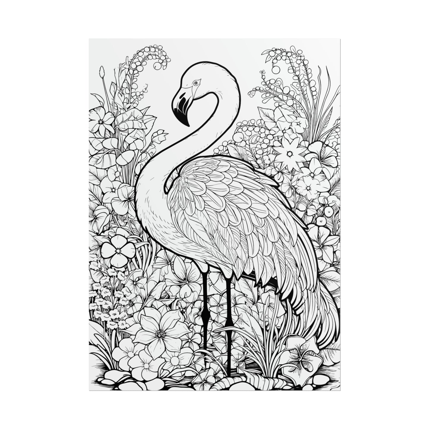 Flamingo Exotic Bird Coloring Art Posters