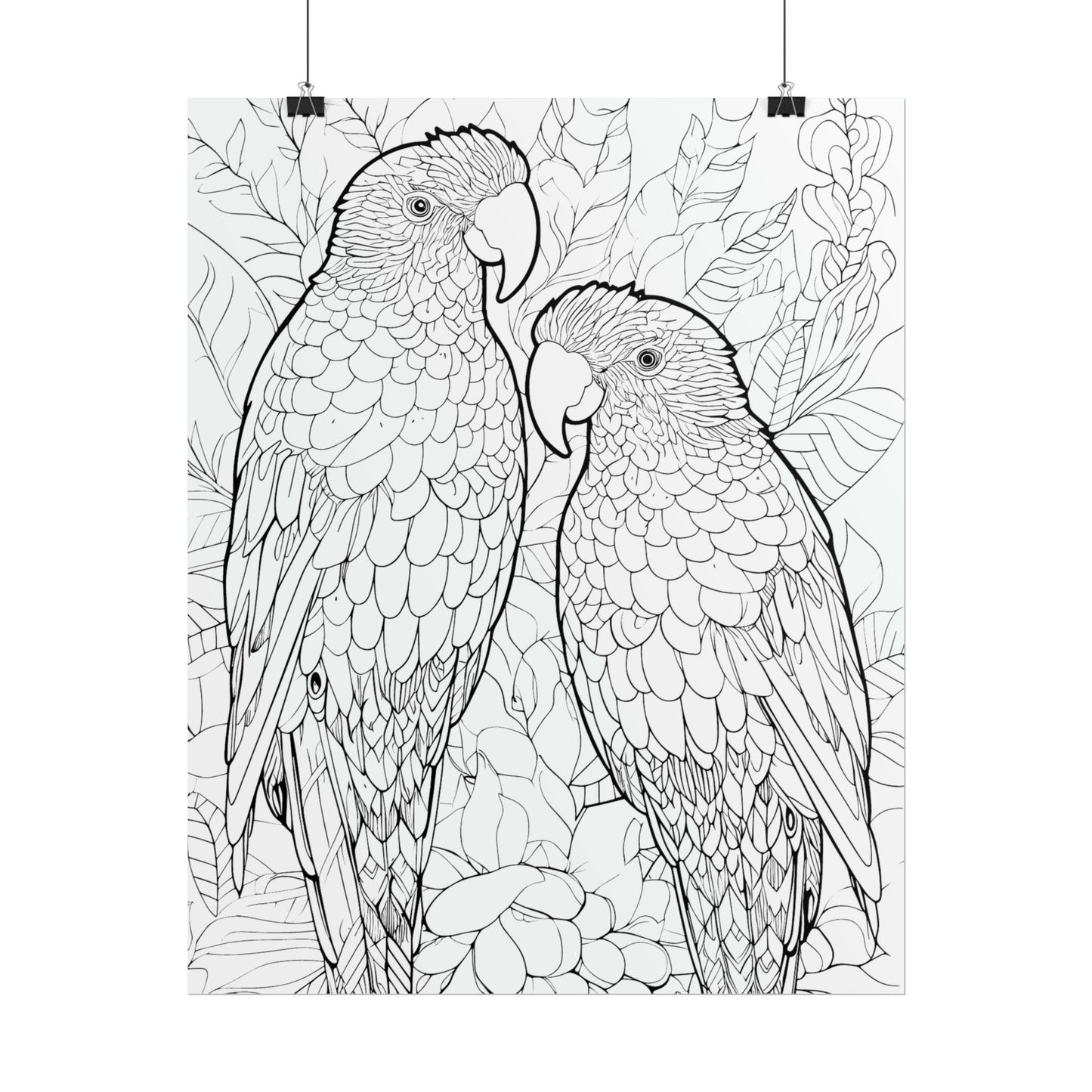 Amazon Parrots Exotic Bird Coloring Art Posters