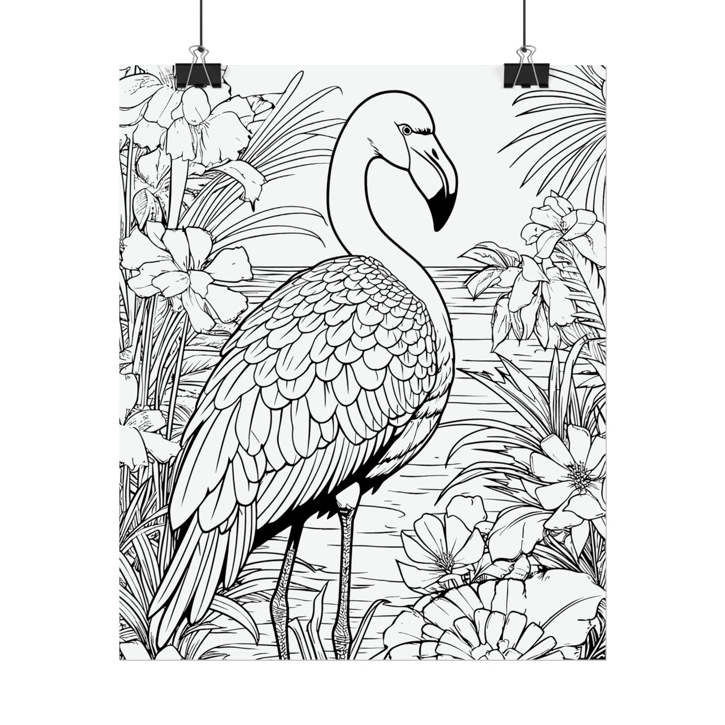 Flamingo Exotic Bird Coloring Art Posters