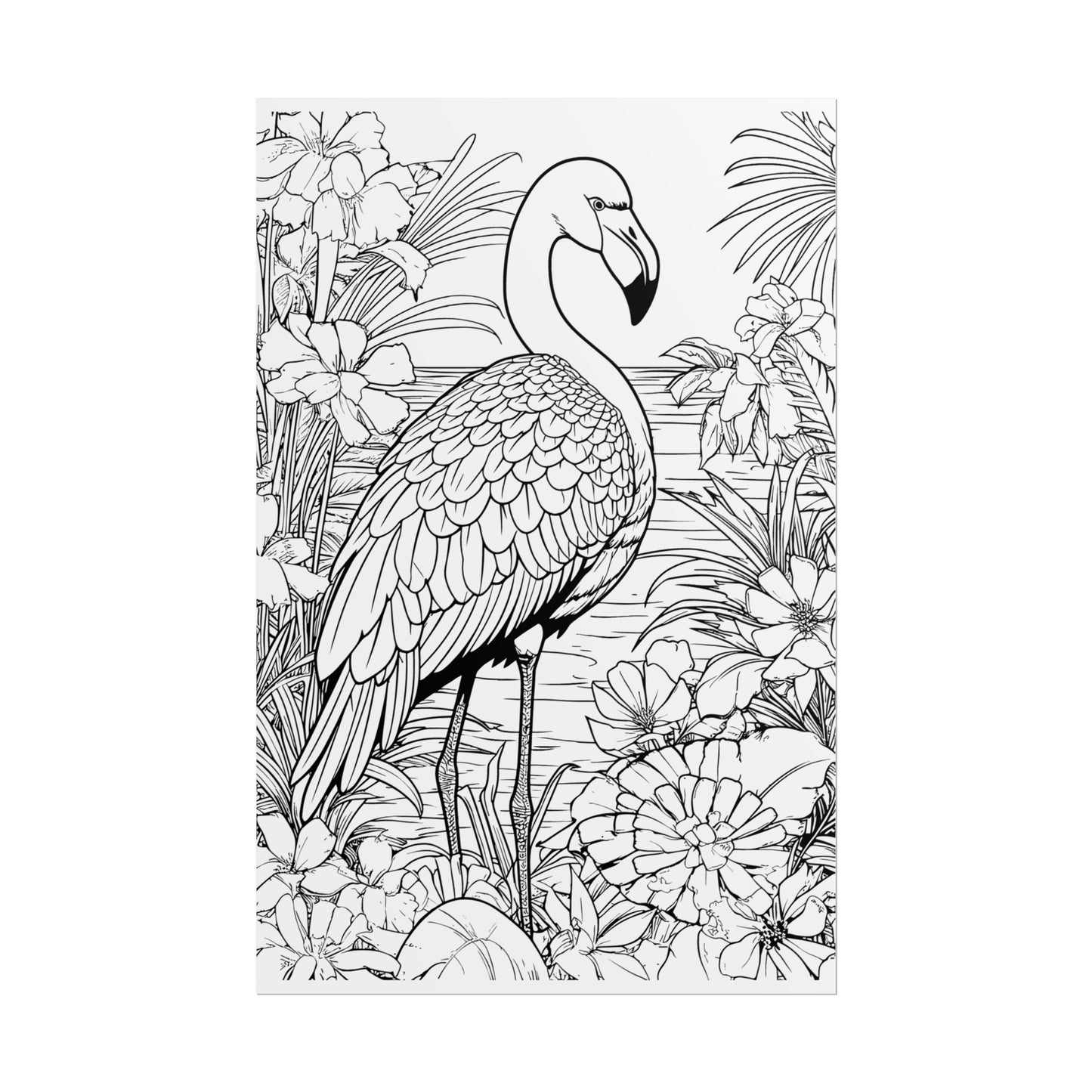 Flamingo Exotic Bird Coloring Art Posters