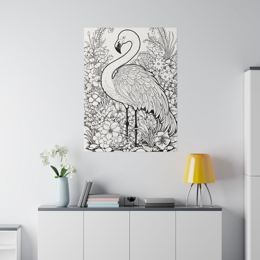 Copy of Flamingo Coloring Canvas, Stretched, 0.75"