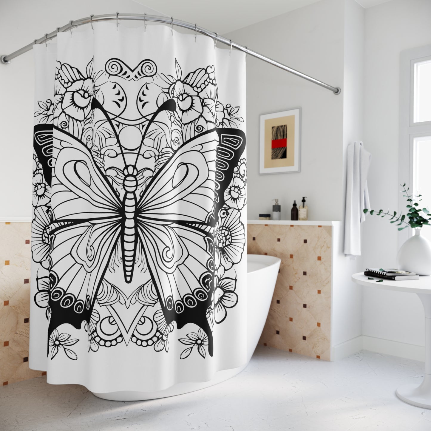 Butterfly Pen & Ink Art Shower Curtain