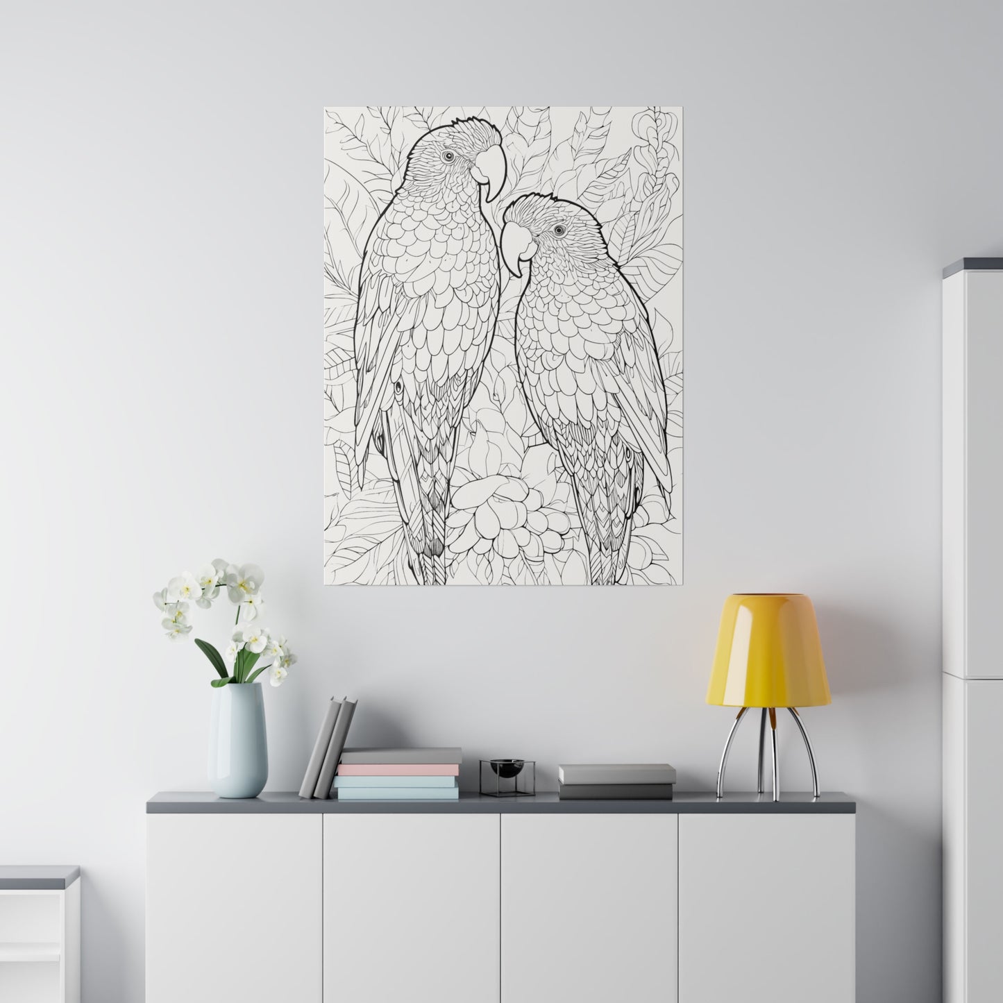 Amazon Parrots Coloring Canvas, Stretched, 0.75"