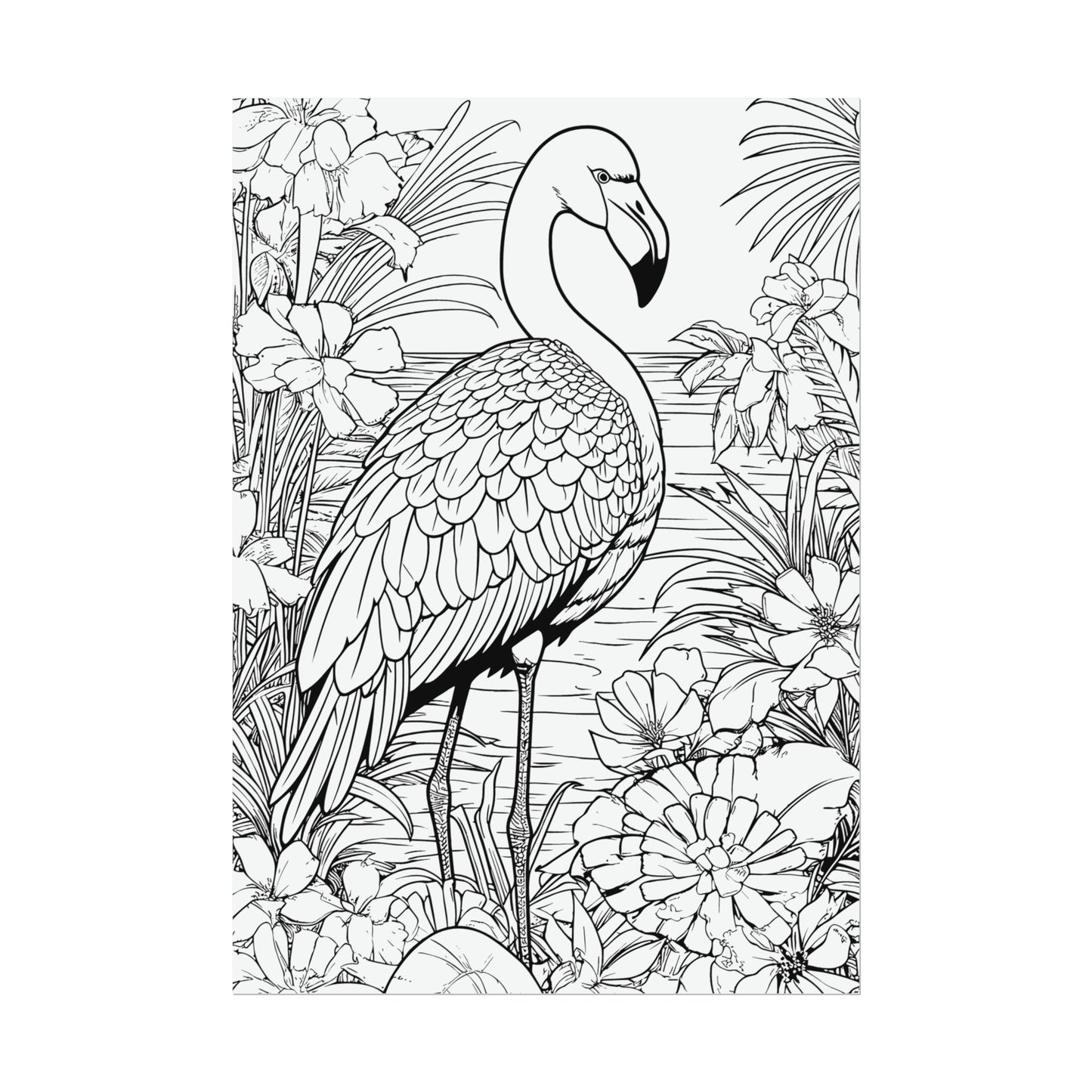 Flamingo Exotic Bird Coloring Art Posters