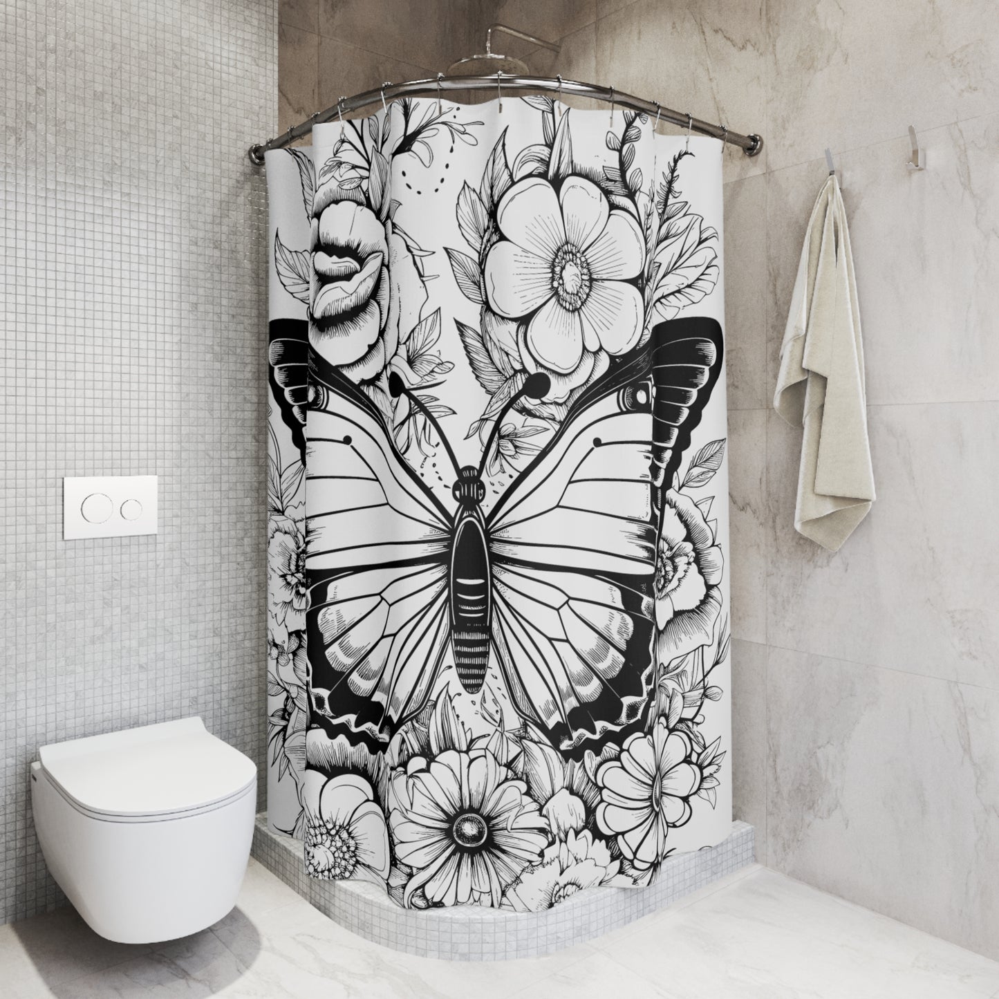 Butterfly Pen & Ink Art Shower Curtain