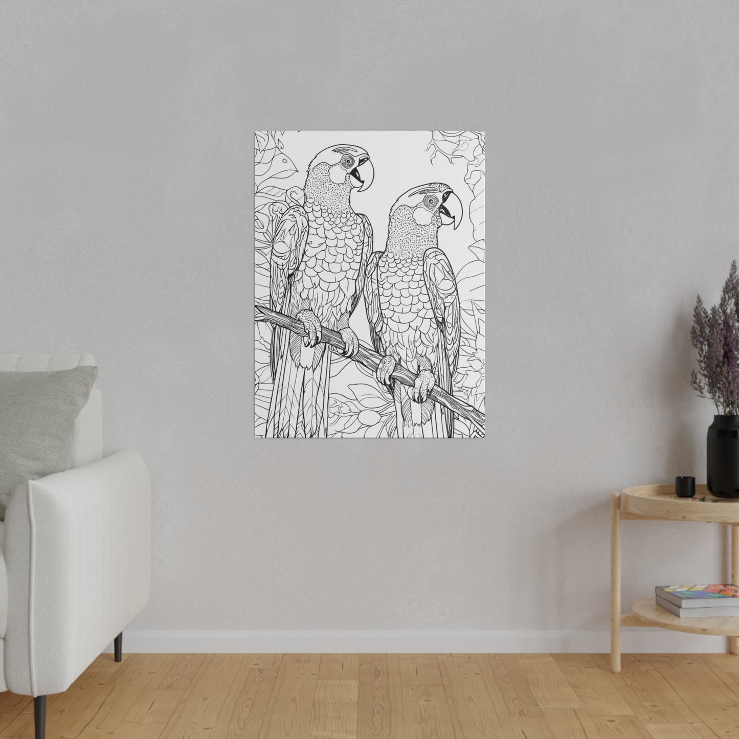 Macaw Parrots Coloring Canvas, Stretched, 0.75"