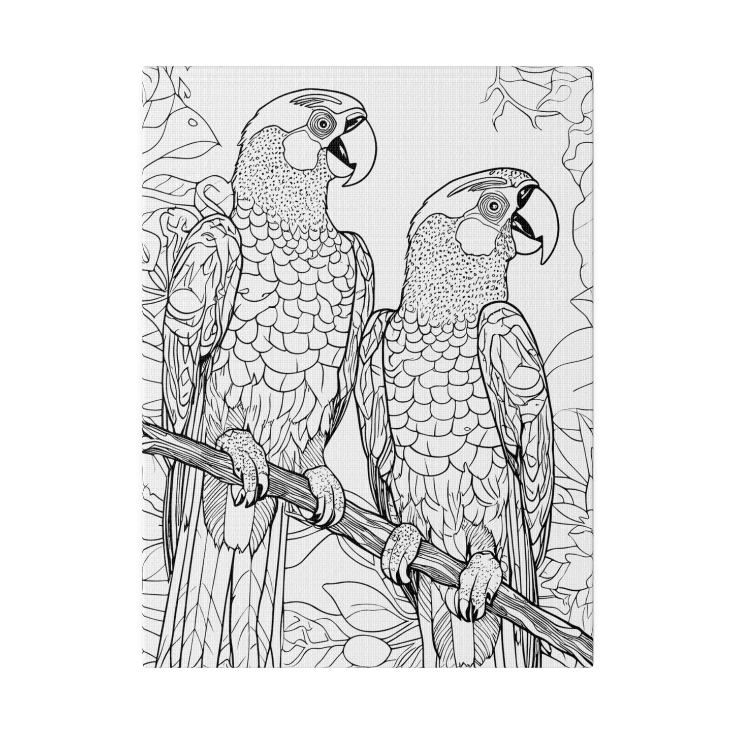 Macaw Parrots Coloring Canvas, Stretched, 0.75"