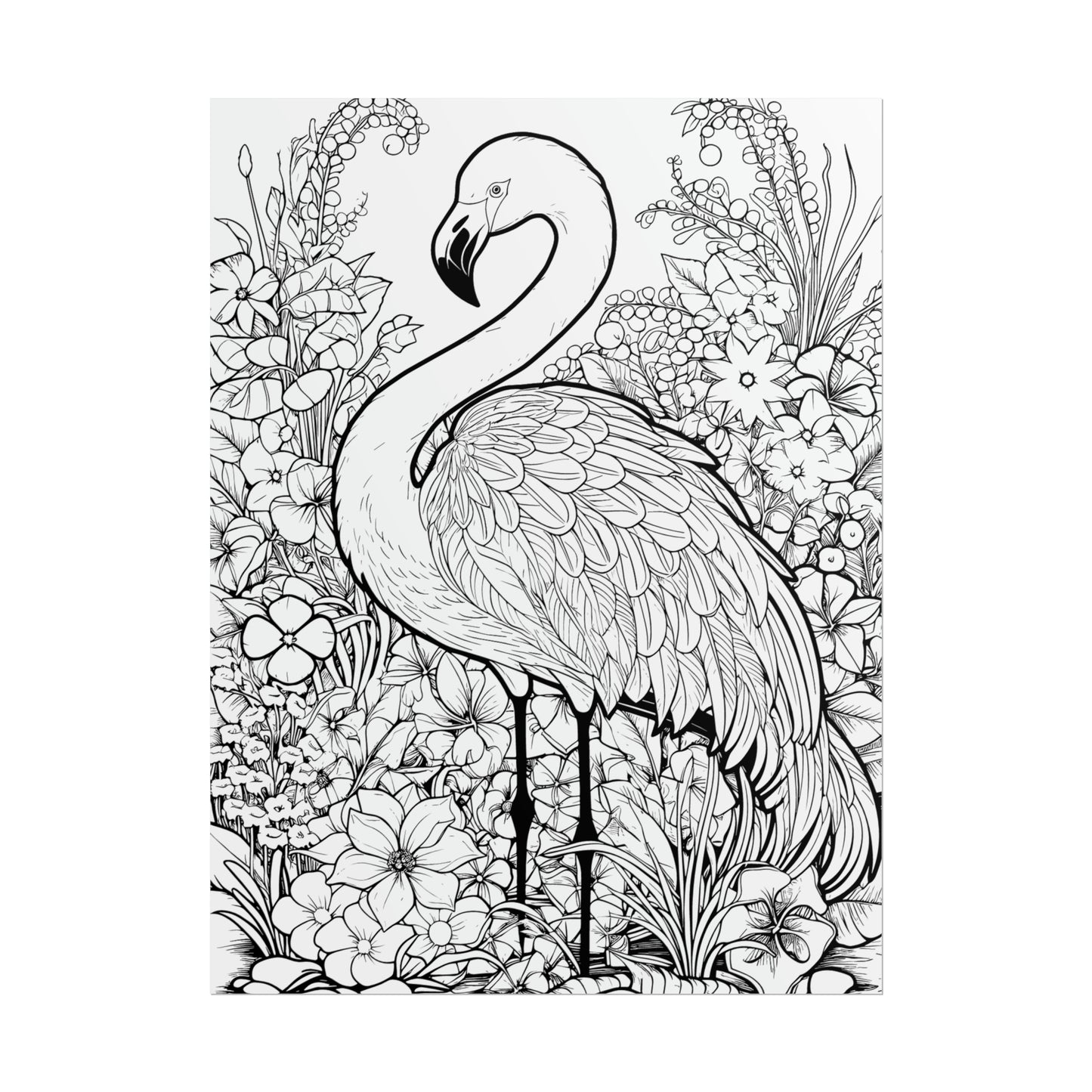 Flamingo Exotic Bird Coloring Art Posters