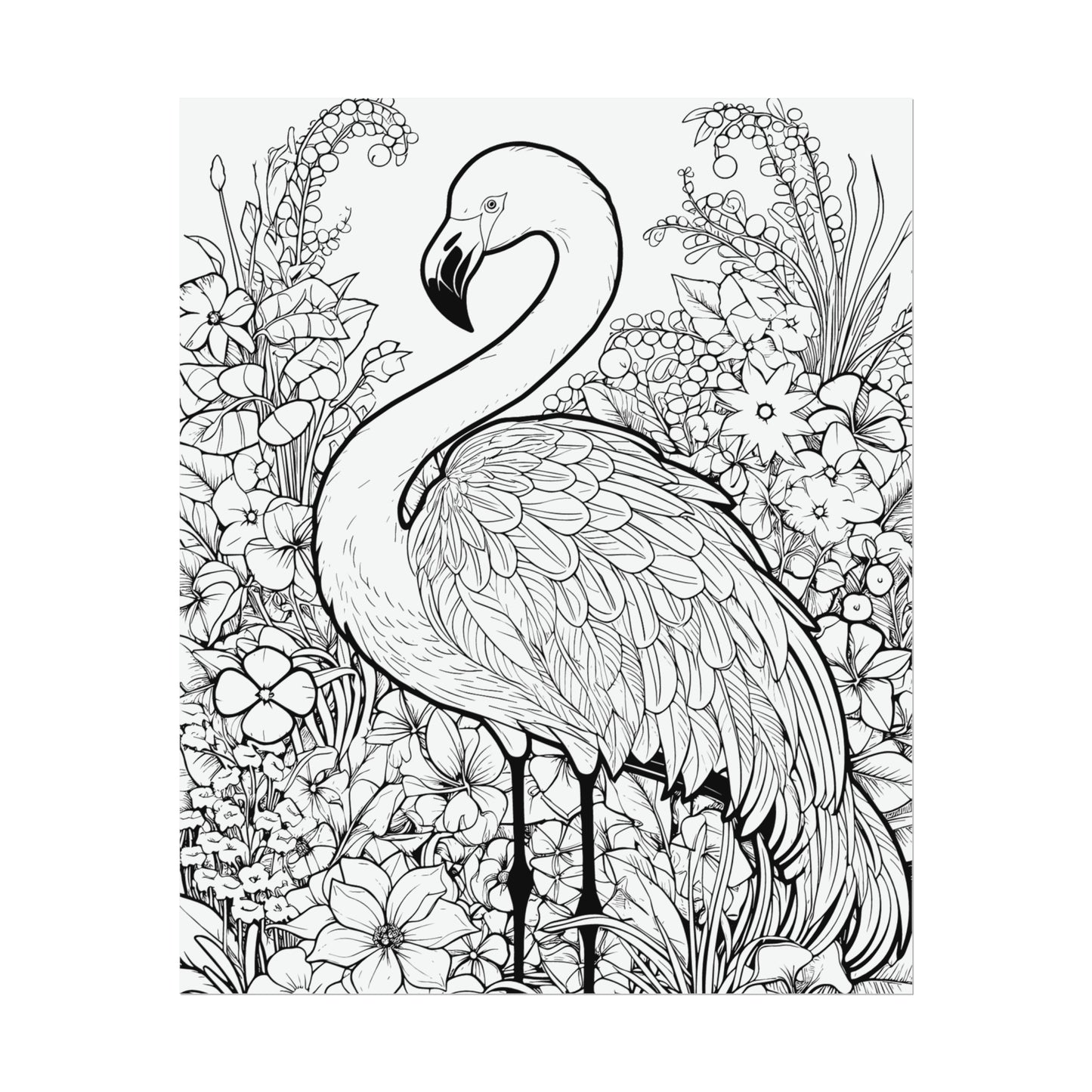 Flamingo Exotic Bird Coloring Art Posters