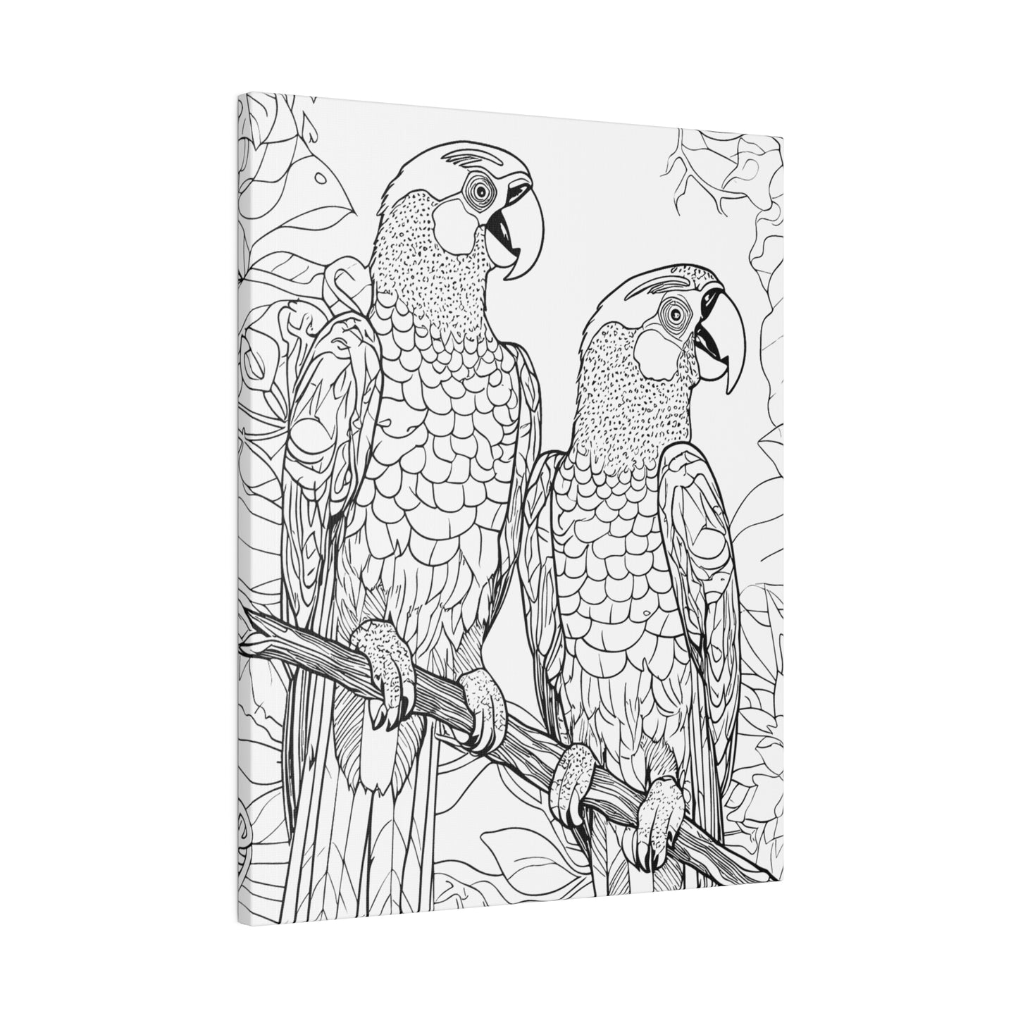 Macaw Parrots Coloring Canvas, Stretched, 0.75"