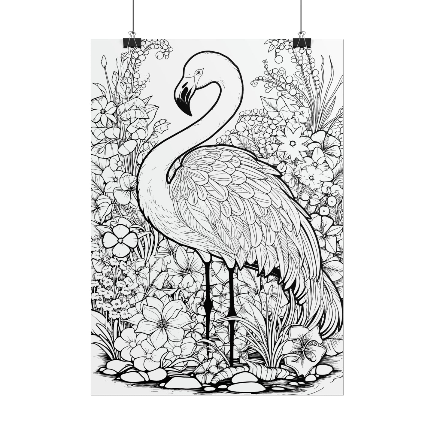 Flamingo Exotic Bird Coloring Art Posters