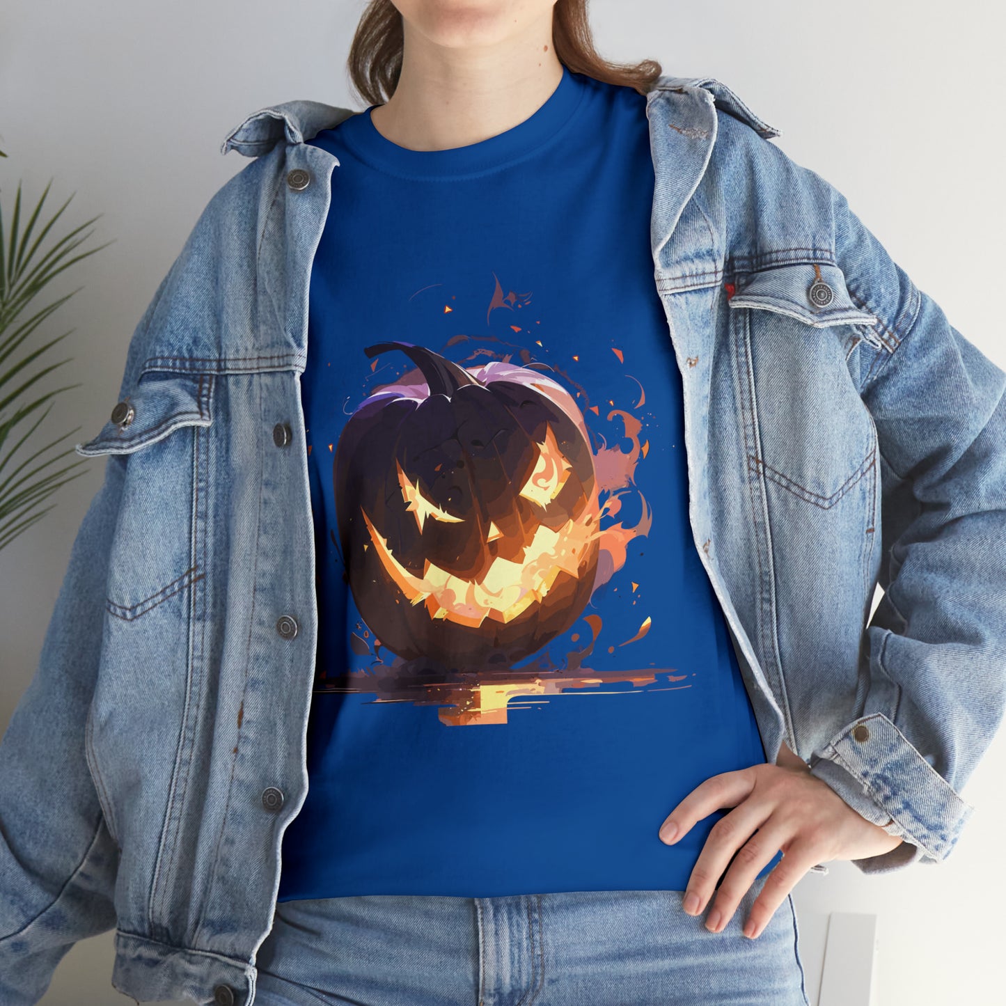 Halloween Scary Pumpkin Unisex Heavy Cotton Tee