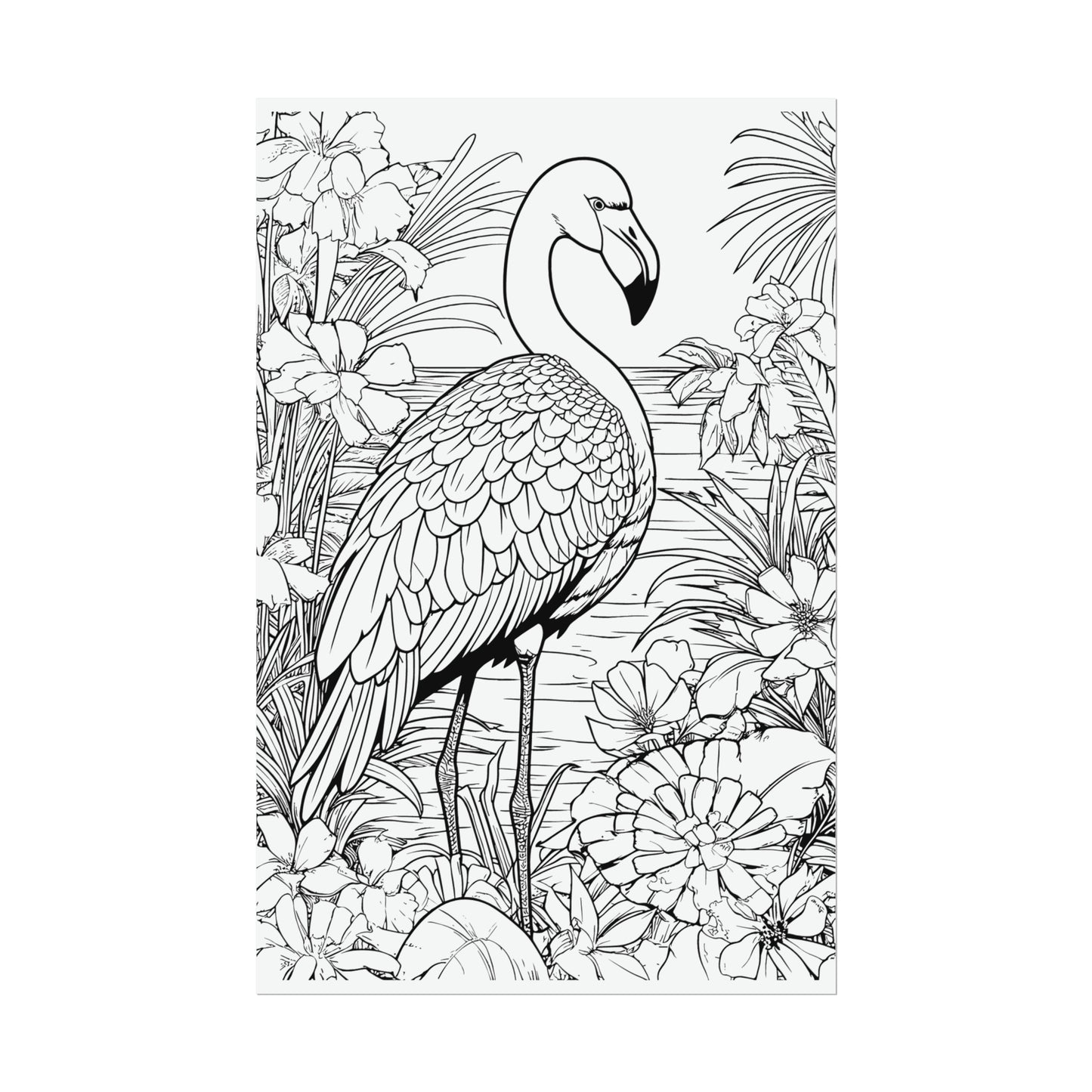 Flamingo Exotic Bird Coloring Art Posters