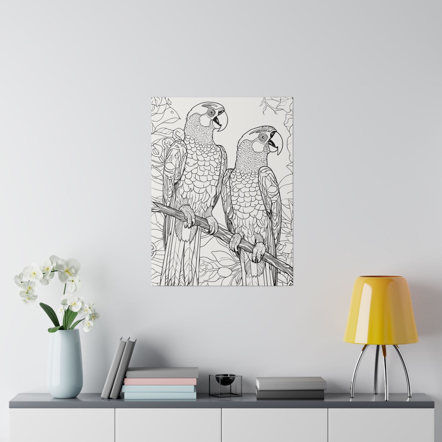 Macaw Parrots Coloring Canvas, Stretched, 0.75"