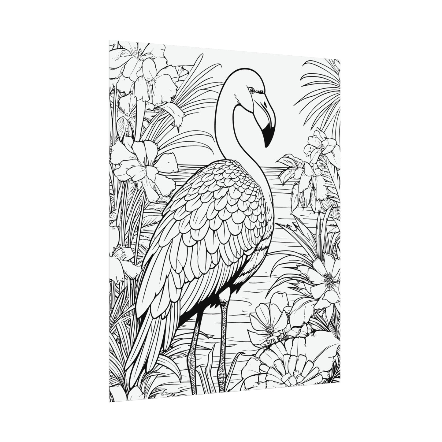 Flamingo Exotic Bird Coloring Art Posters