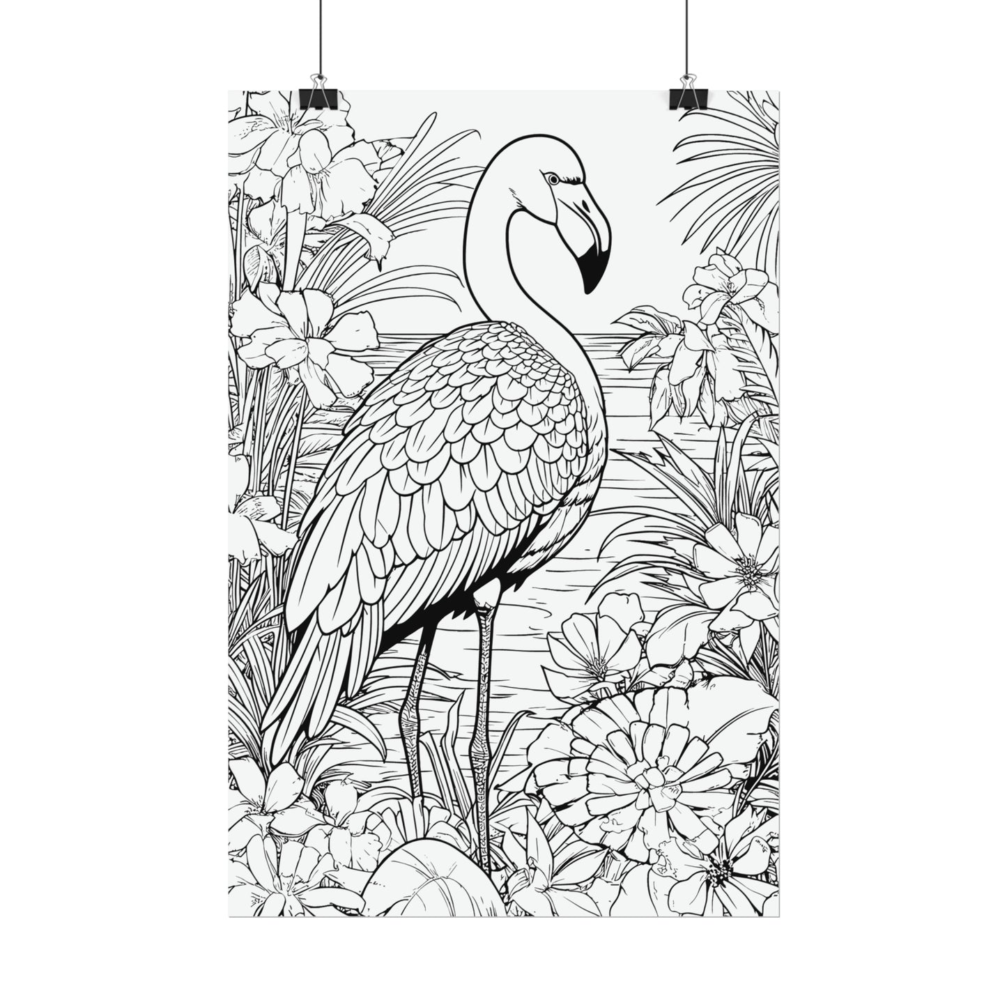 Flamingo Exotic Bird Coloring Art Posters