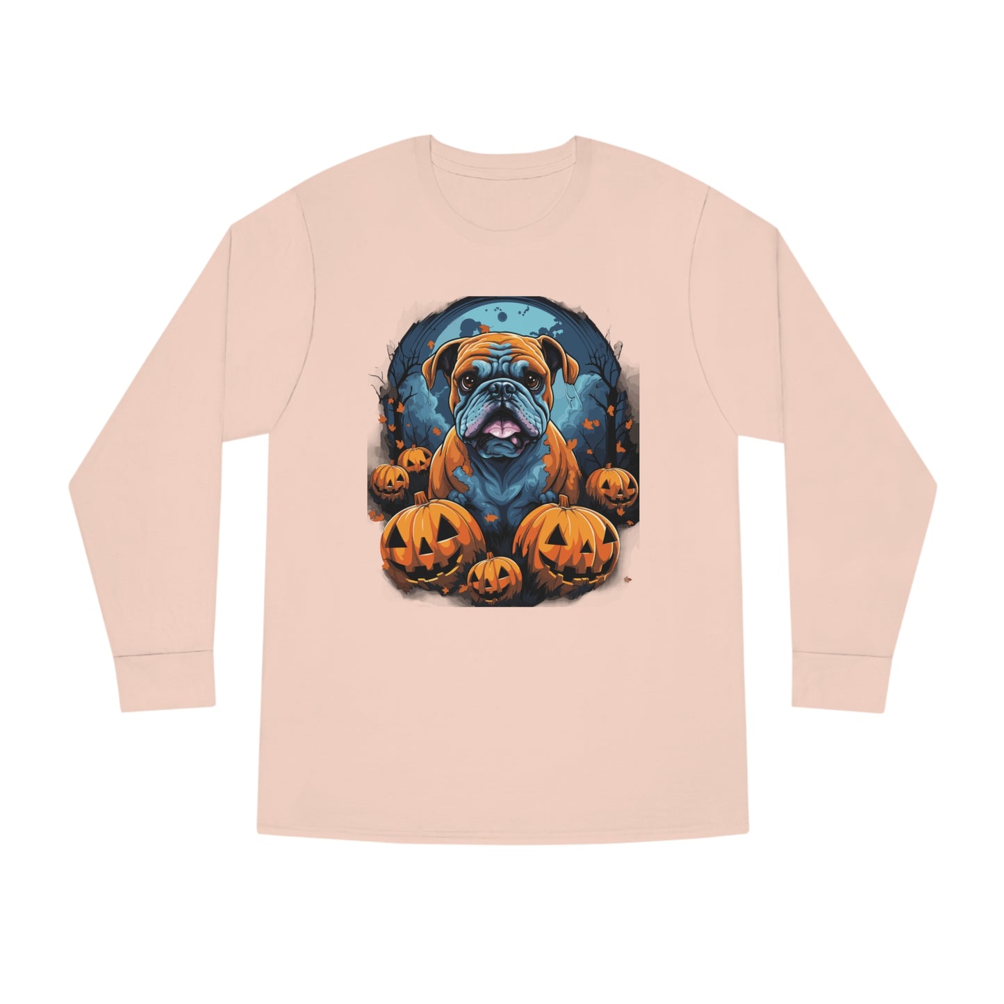 Halloween Bulldog Long Sleeve Crewneck Tee