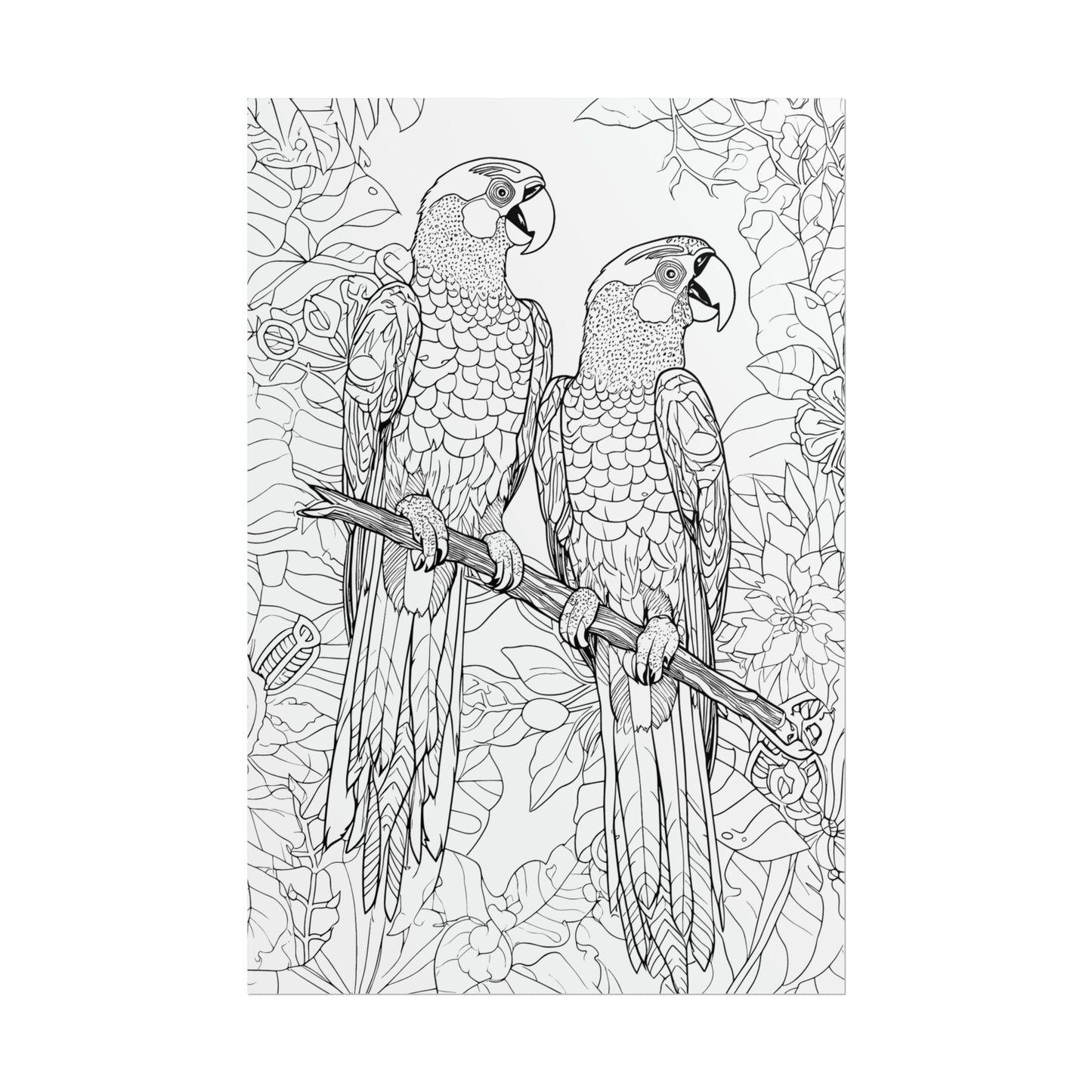 Macaw Parrots Exotic Bird Coloring Art Posters