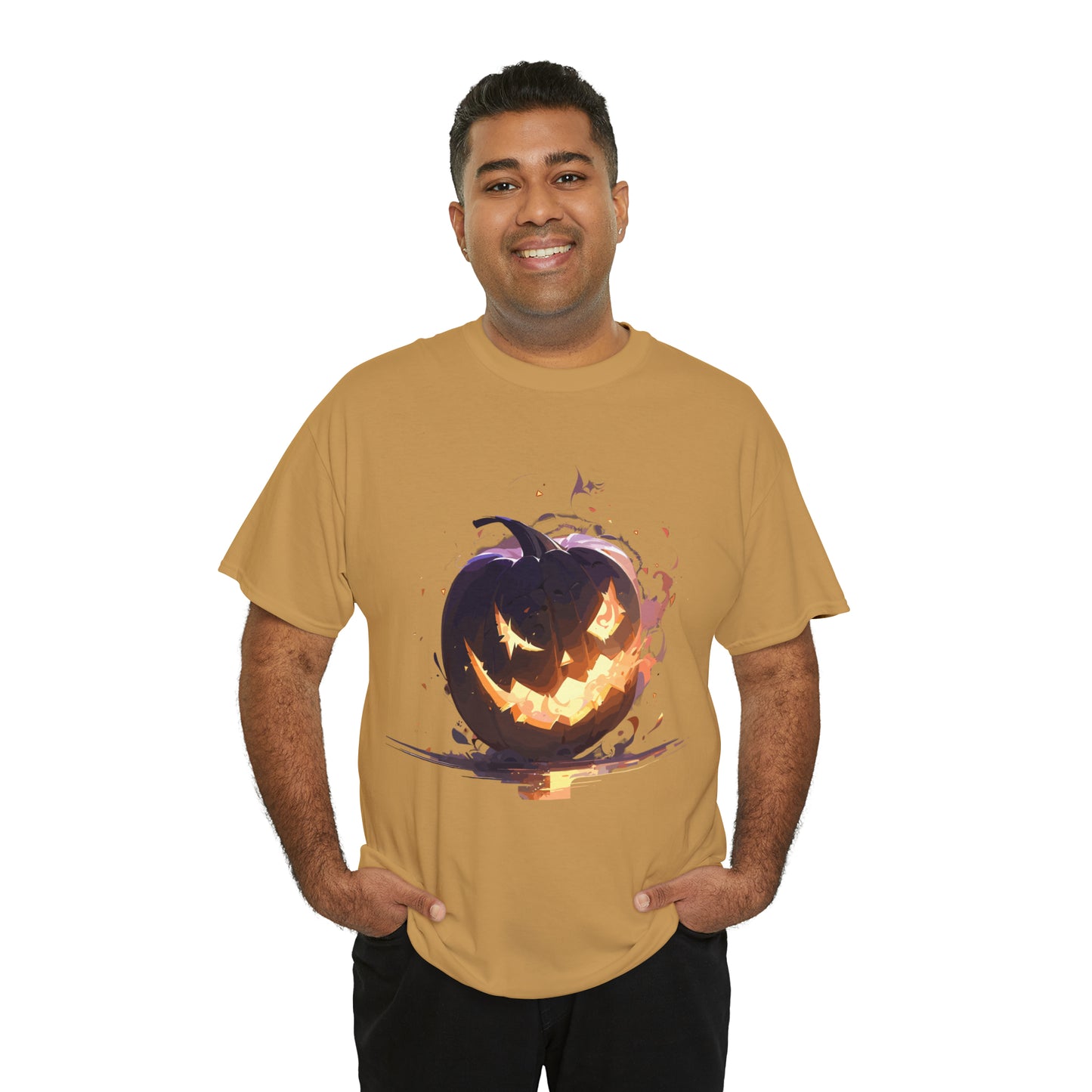 Halloween Scary Pumpkin Unisex Heavy Cotton Tee