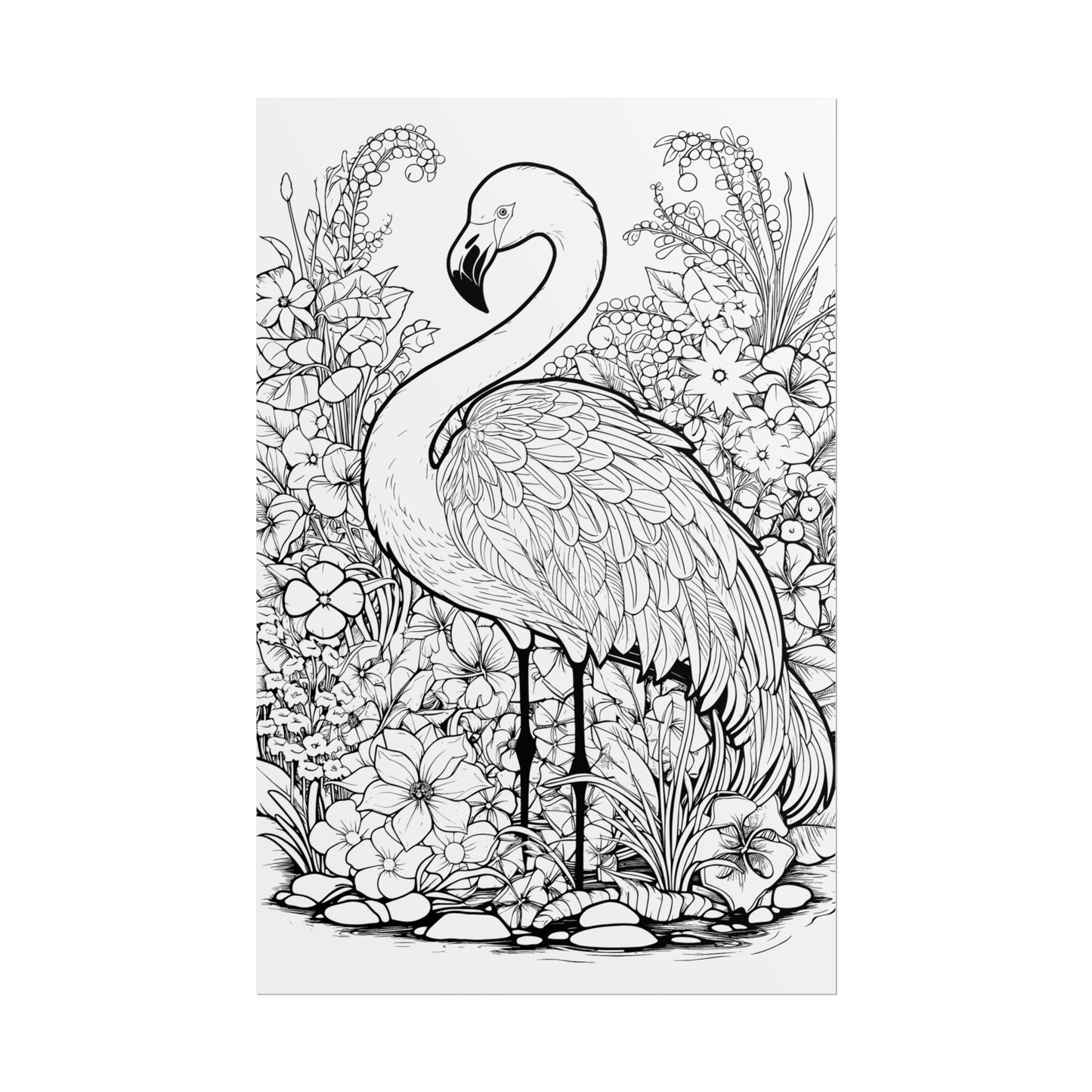 Flamingo Exotic Bird Coloring Art Posters