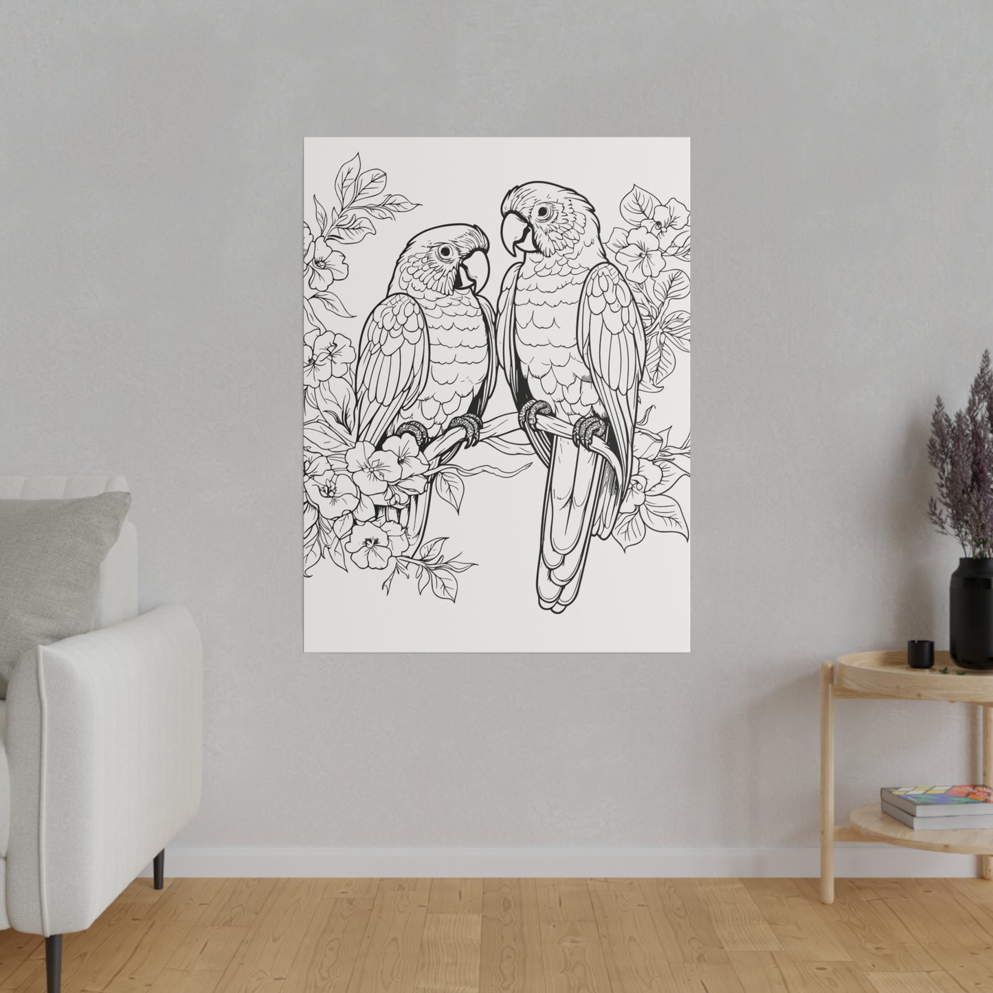 Lovebirds Coloring Canvas, Stretched, 0.75"