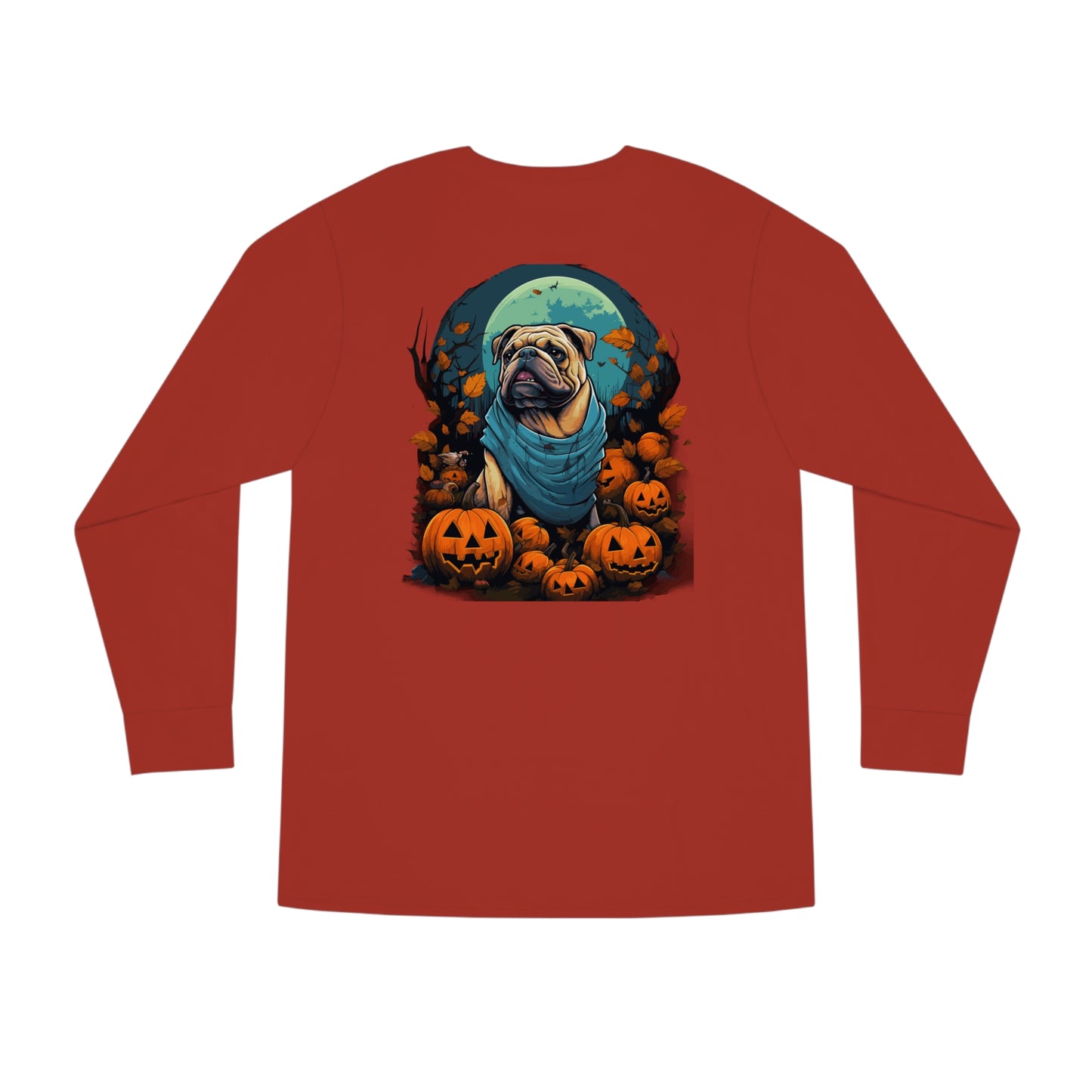 Halloween Bulldog Long Sleeve Crewneck Tee