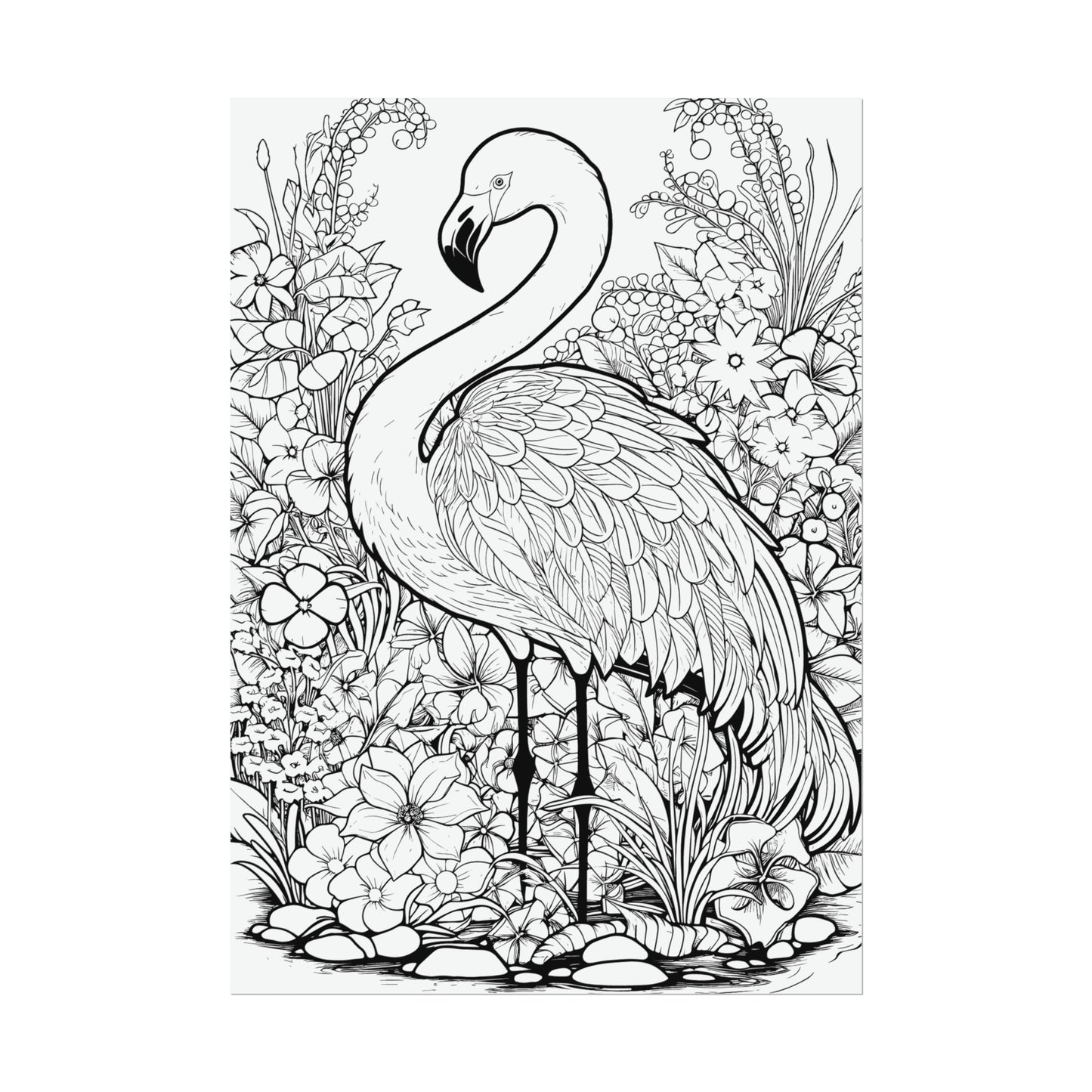 Flamingo Exotic Bird Coloring Art Posters