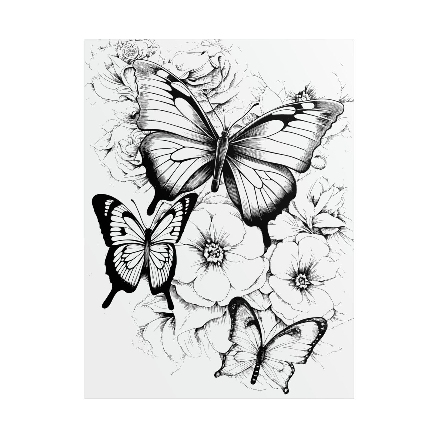 Butterfly Coloring Art Posters