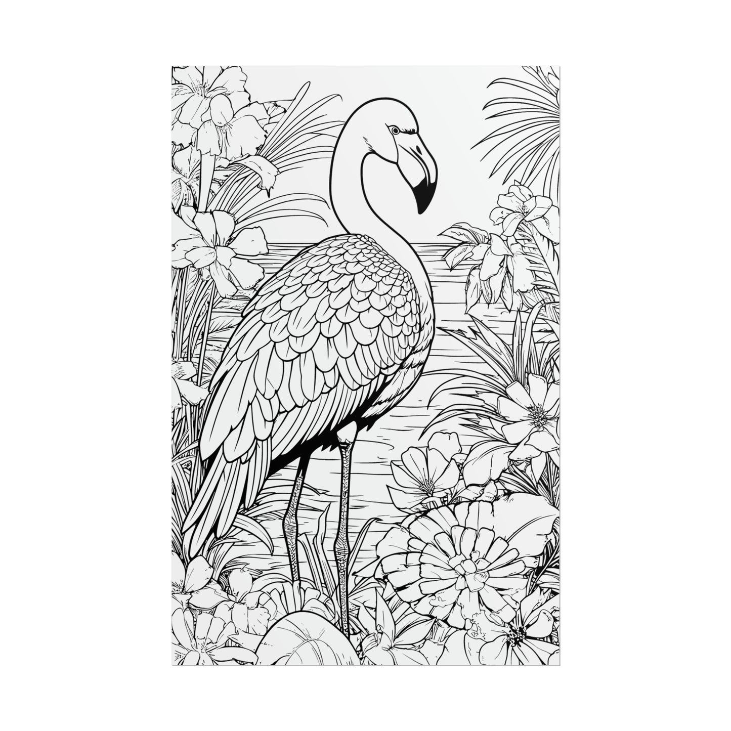 Flamingo Exotic Bird Coloring Art Posters