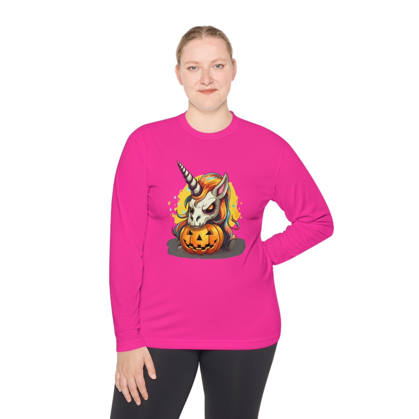 Halloween Scary Unicorn Unisex Lightweight Long Sleeve Tee