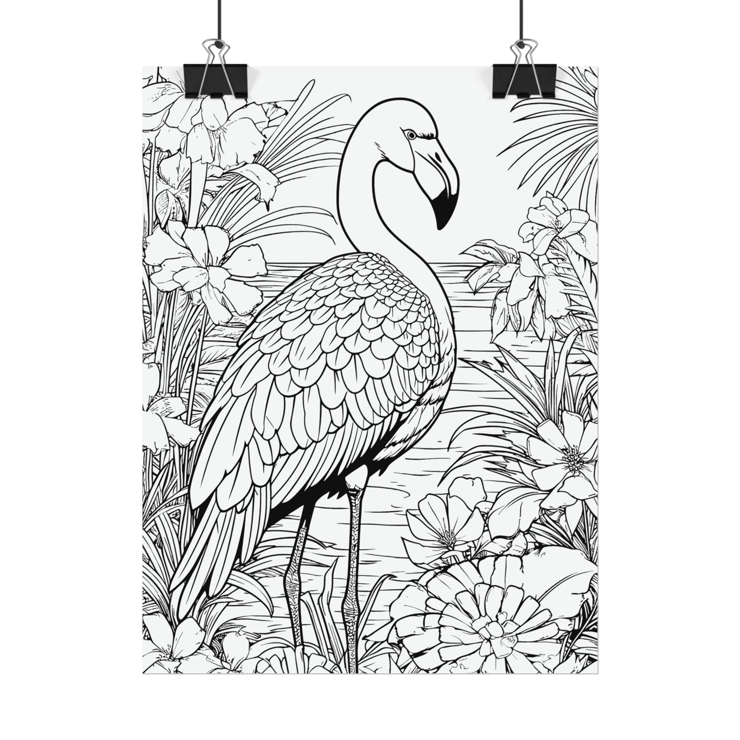 Flamingo Exotic Bird Coloring Art Posters