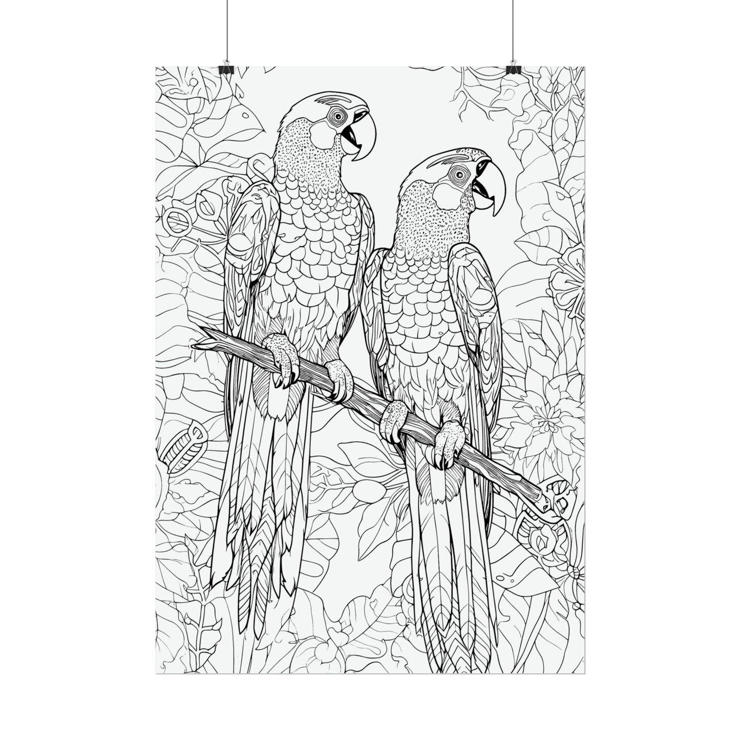 Macaw Parrots Exotic Bird Coloring Art Posters