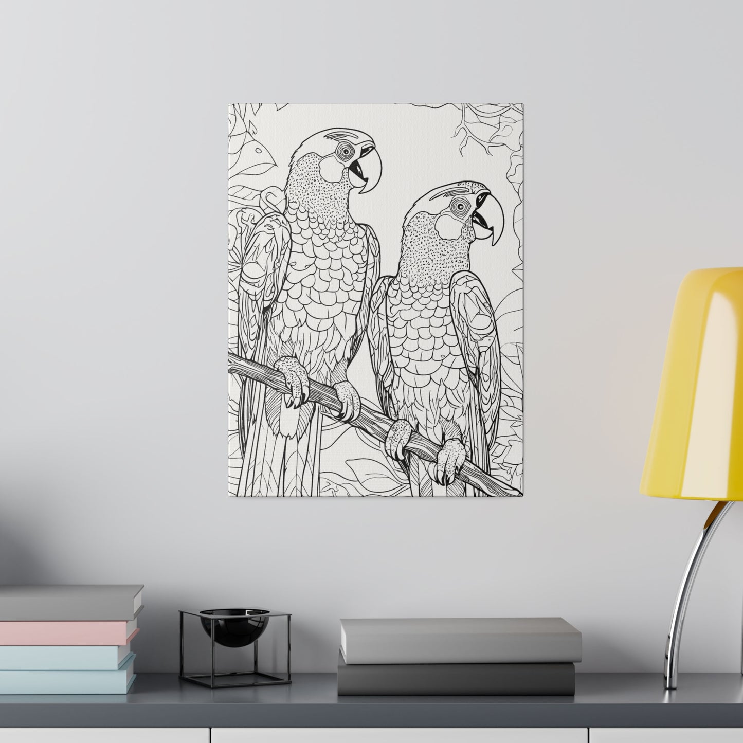 Macaw Parrots Coloring Canvas, Stretched, 0.75"